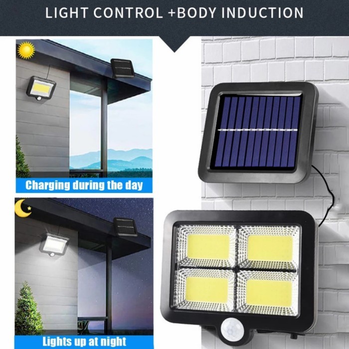 Lampu Solar 128LED Nonstop 3 Mode Lampu Tenaga Surya COB Solar Panel