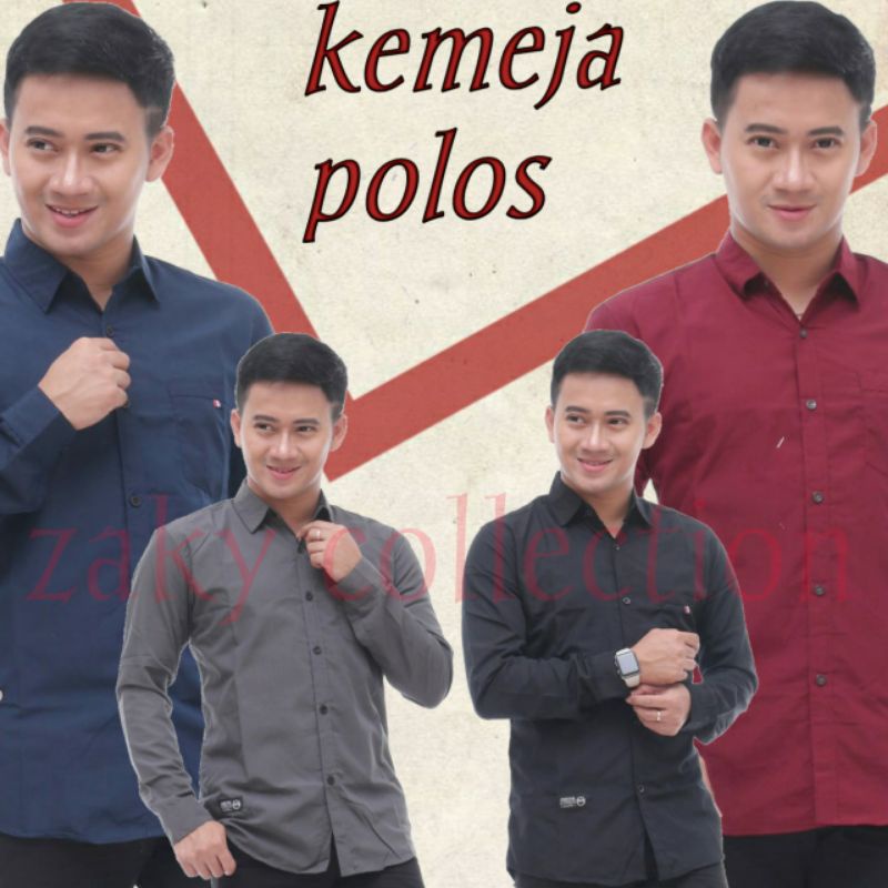 KEMEJA PRIA POLOS LENGAN PANJANG KASUAL BIRU PINK HIJAU ABU DEWASA TERHITS MURAH BAGUS SIZE M L XL