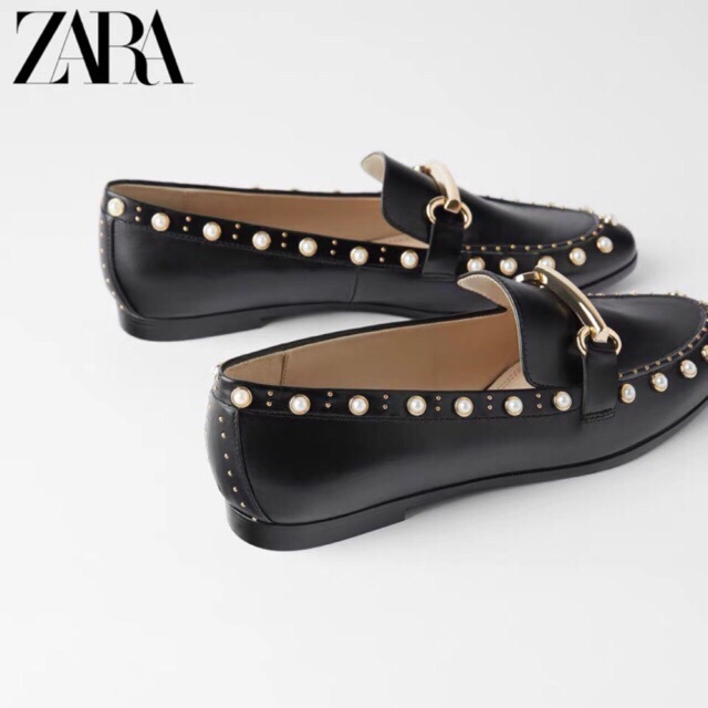Zara pearl loafers