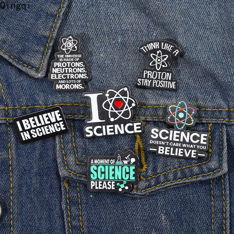 Bros Pin Enamel Desain Kutipan I Believe In Science I Love Science Untuk Koleksi