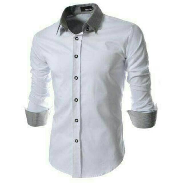 Baleno White OT/ Fashion pria baju cowok baju kemeja pria kemeja cowok kemeja putih polos katun