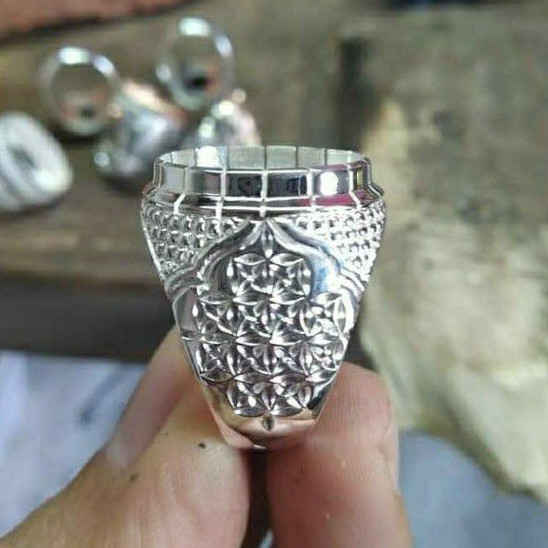 Cincin Perak model Semi Ukir cincin perak asli handmade