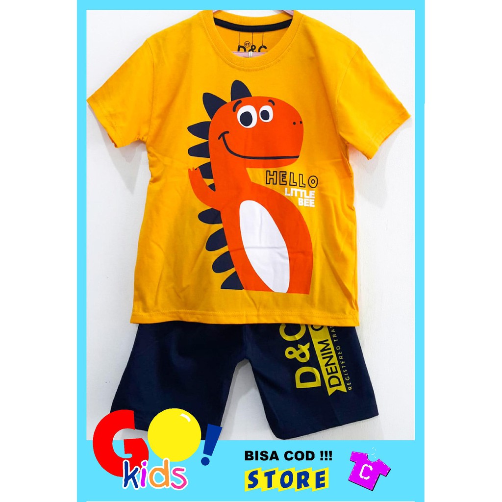 Setelan Anak Laki-Laki Dino Hello Kuning Size 1-10 thn | Shopee Indonesia