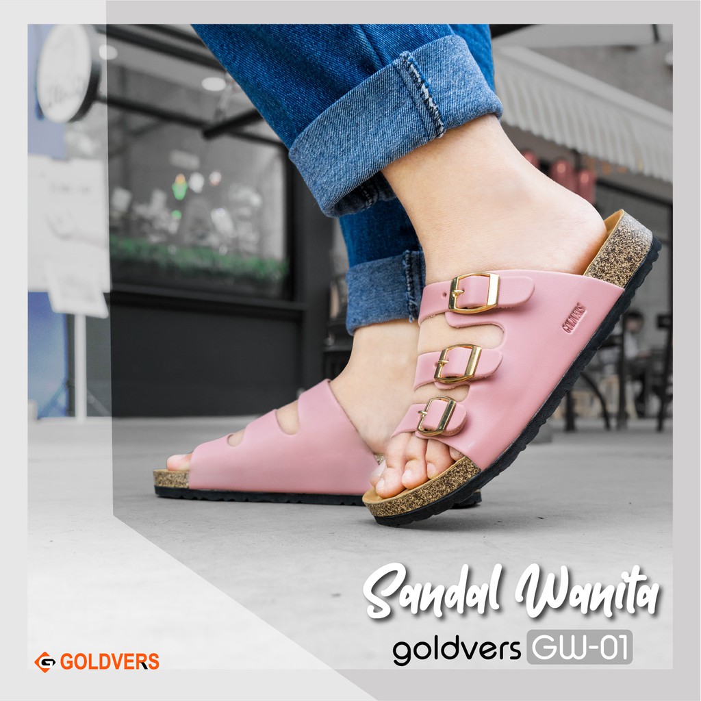 Sandal Wanita Sandal Goldvers Sendal Best Quality Import Sandal Santai Cewek - Goldiesbags