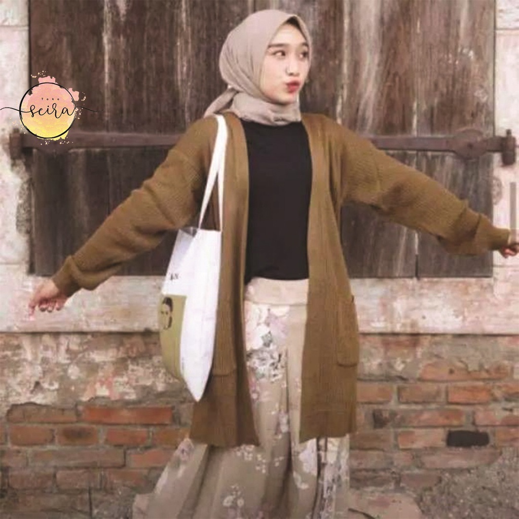 [BISA COD] Long Cardi / Long Cardy Belle / Long Cardigan Rajut Wanita Halus