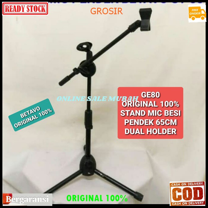 G80 Betavo stand mic 65cm mik dual dobel GE80 ORIGINAL 100% double kaki tiga holder standing microphone penyangga universal mikrophone tiang pegangan tripod asli gantungan hanger asli  G80   Bisa semua jenis mic  Bahan besi  Bisa diatur ketinggian nya 35-