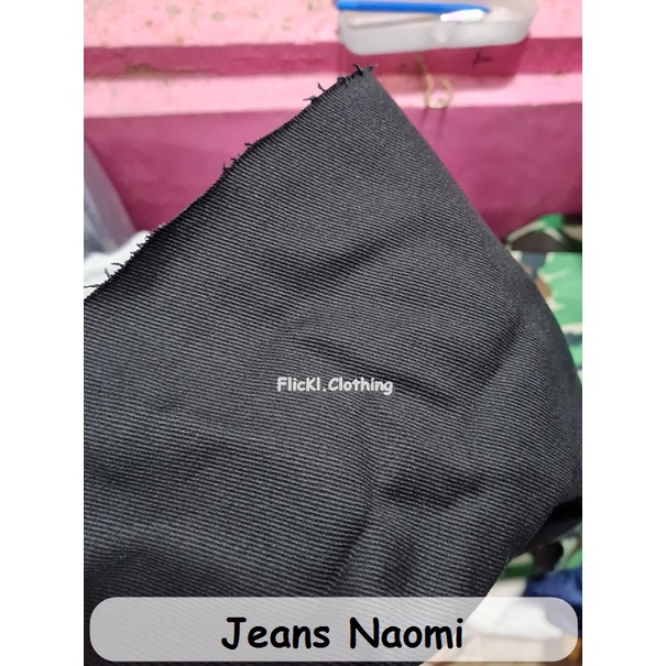 Bahan Kain Jeans Denim Naomi Black Hitam Katun Celana Jeans Hitam Black