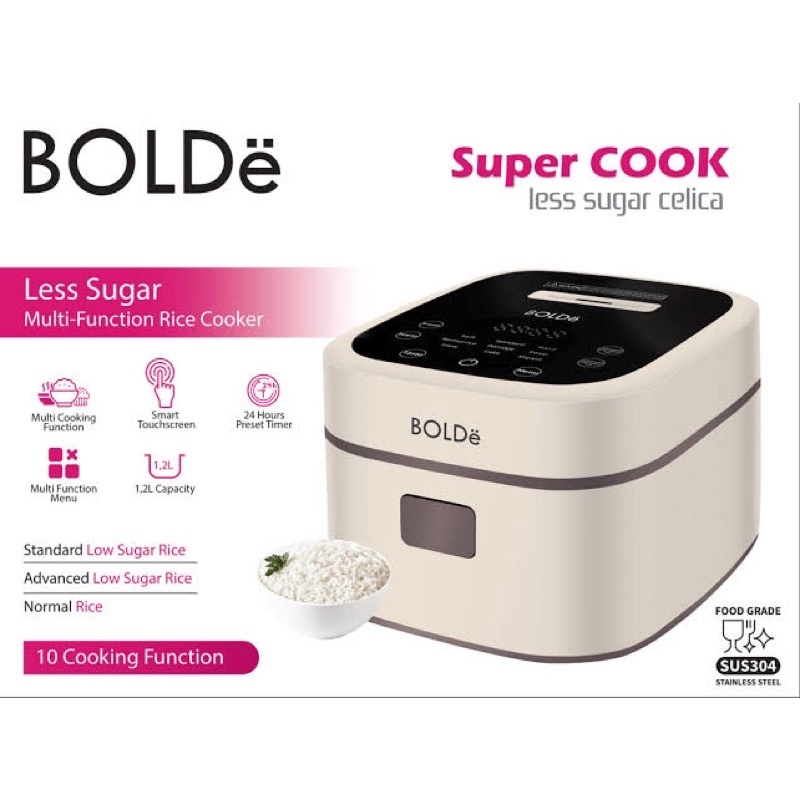 BOLDe Super COOK Less Sugar Celica Rice Cooker 1.2 Liter Rendah Gula