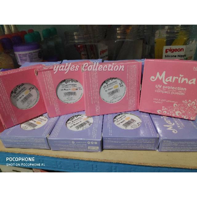 Marina Compact PADAT 12 g bedak Loose Powder Tabur remaja uv protection olive peach ivory Natural tempat