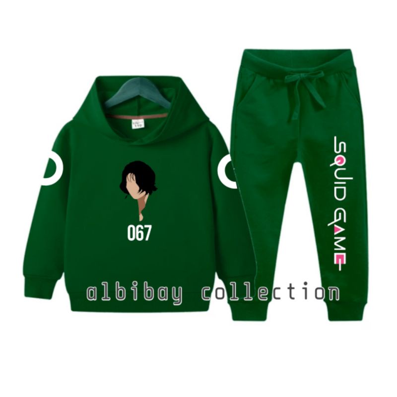 jaket hoodie anak squid game 067 stelan jogger