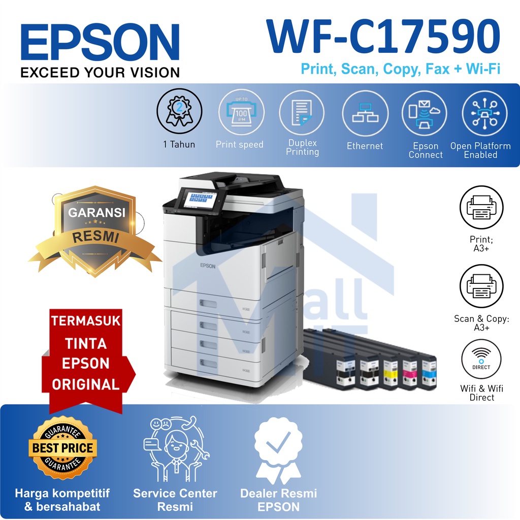 Printer Fotokopi Photocopy Epson WF-C17590 WFC17590 C17590 75PPM WIFI Garansi Resmi