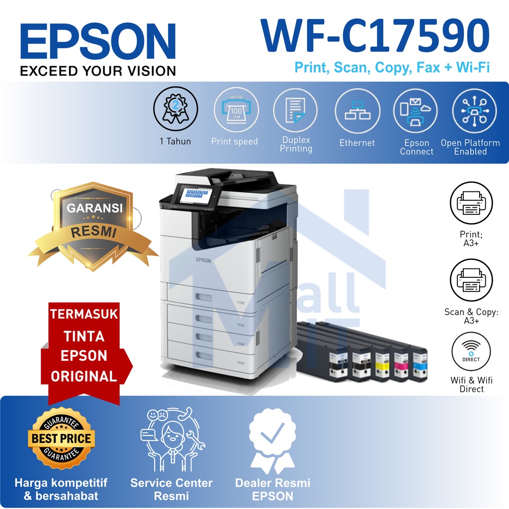 Printer Fotokopi Photocopy Epson WF-C17590 WFC17590 C17590 75PPM WIFI Garansi Resmi