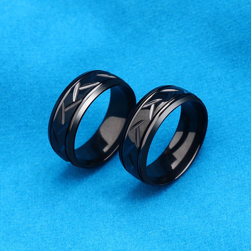 New High Quality Engraving Car Tyre Men's Ring Black Silver Color Titanium Steel Punk Biker Ring For Men Gift Jewelry