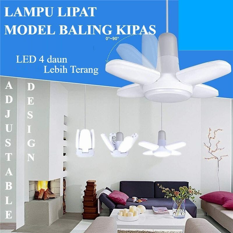 LAMPU BOHLAM LIPAT MODEL 4 DAUN 28WATT / MINI FAN BLADE LED BULB - FA