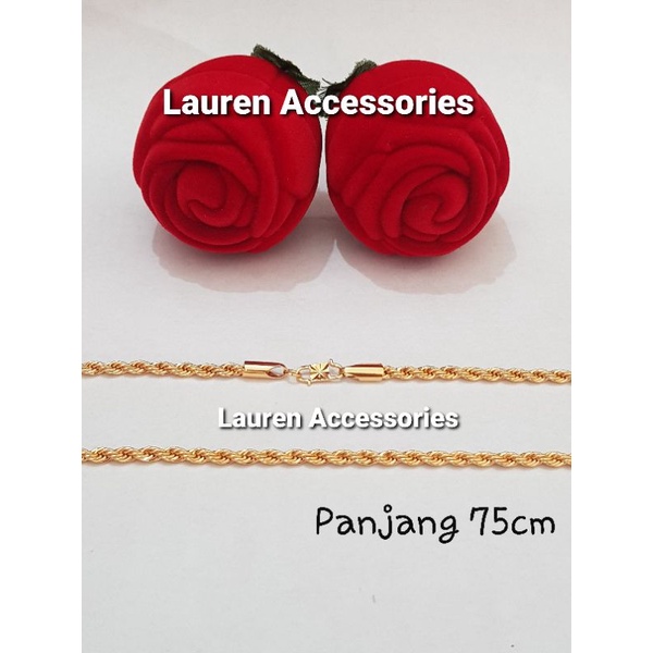 Kalung Dewasa Panjang 75cm Motif Tambang Perhiasan Imitasi Lapis Emas Kuning KL 2415