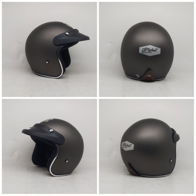 Helm Jpx JP New Bigie Retro Lis Crum Abu Dop