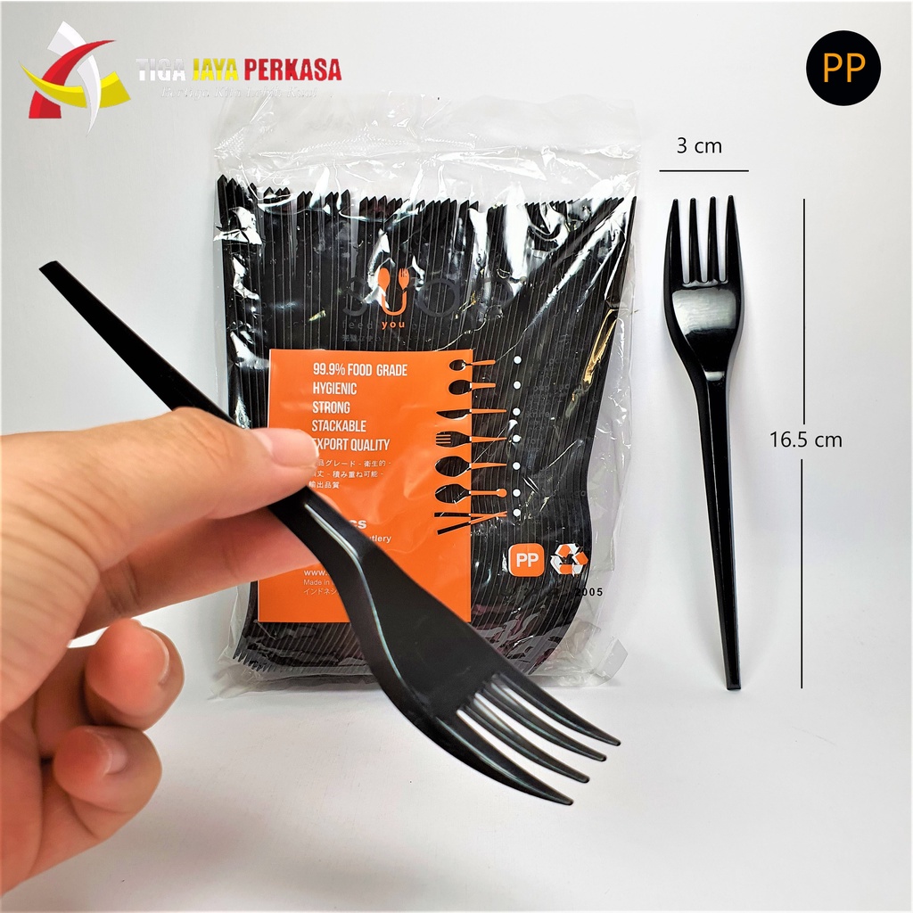 Garpu Makan Suapi / Garpu Plastik Suapi / Garpu Suapi Hitam. @50 Pcs
