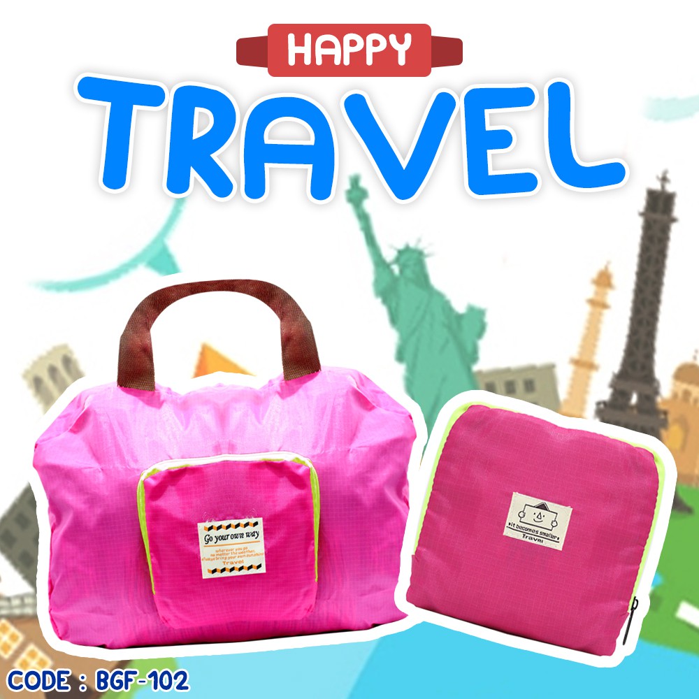 HAPPY TRAVEL Bag - Foldable Travel Bag - Hand Carry - Tas Lipat - Folding Bag Organizer - BGF-102