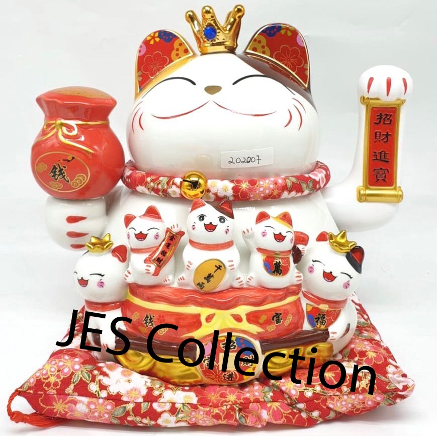 PATUNG KERAMIK KUCING HOKI LUCKY CAT FREE BANTALAN