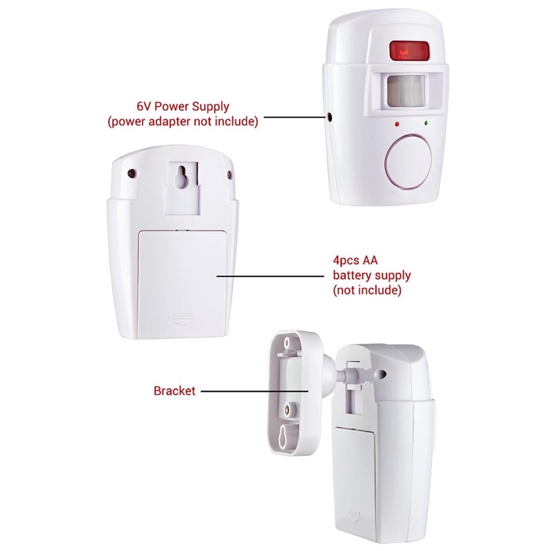 EMASTIFF Alarm Anti Maling Infrared PIR Sensor Gerak 2 Remote - YL105 - White