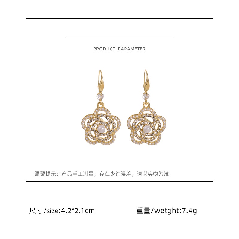 S925 perak telinga hook Korea Selatan Dongdaemun gaya dan kepribadian sederhana mutiara diamond stud