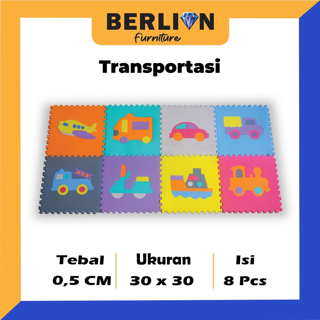 Matras Puzzle Transportasi 0,5 / Alas Lantai / Playmat / Tikar / Karpet