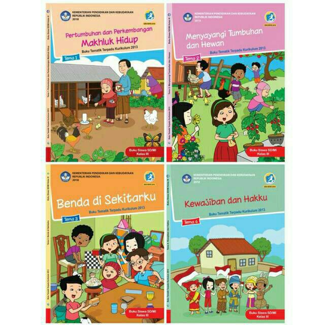 Buku Tematik Tema 1,2,3,4,5,6,7,8 Kelas 3 SD/MI Semester 1 dan 2  Kurikulum 2013 revisi 2018.