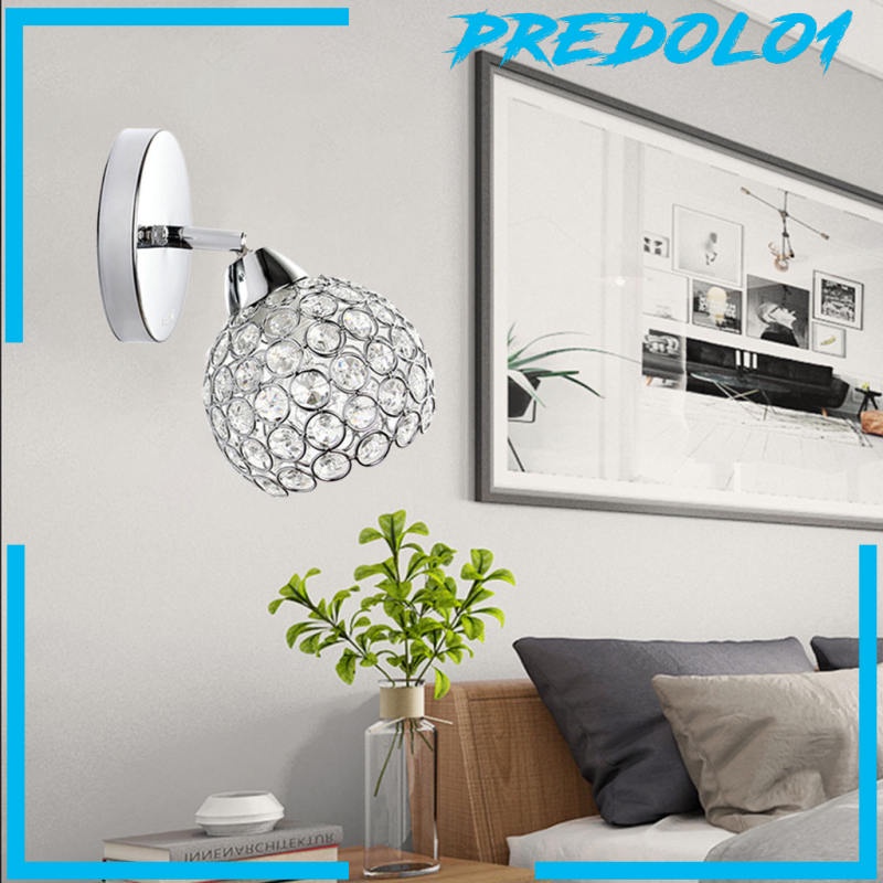 (Predolo1) Lampu Dinding Led Bahan Kaca Kristal Warna Silver Untuk Lorong / Kamar Tidur / Rumah