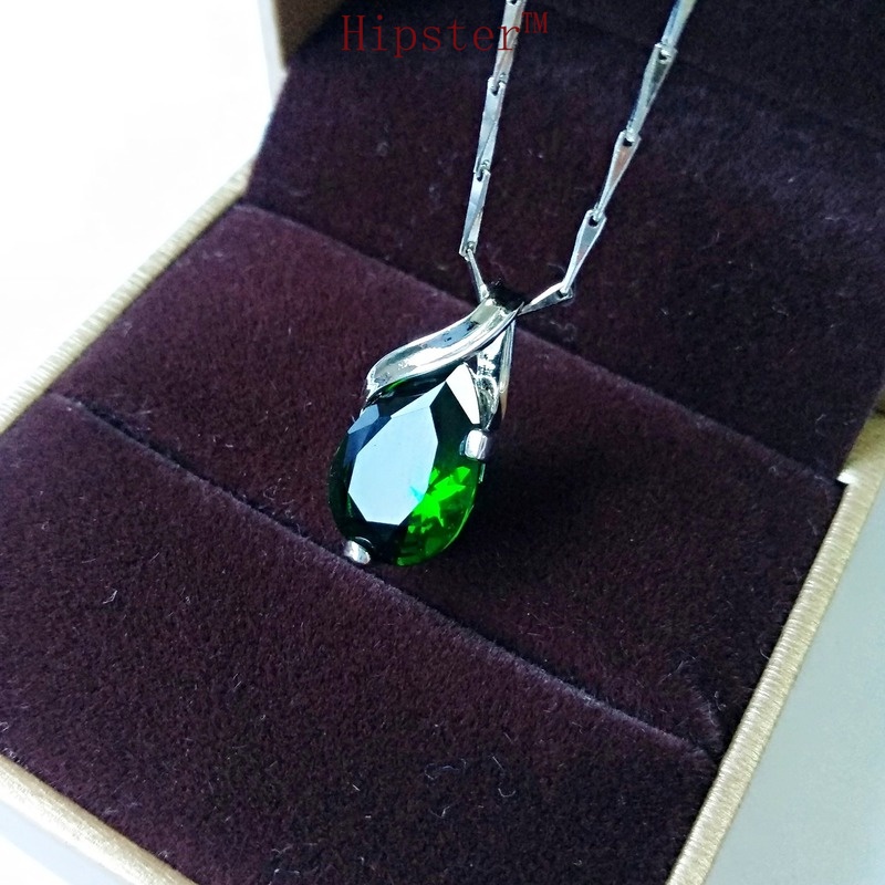 Retro Natural Emerald Dignified Pendant Personality Simple Necklace