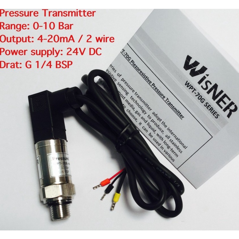 G 1/4 Pressure Transmitter Sensor 0-10Bar 4-20mA DC 24V