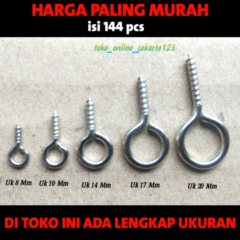 Paku ulir Sekrup Ring skrup ulir gantungan kunci isi 144 pcs paku bahan Souvenir aksesoris