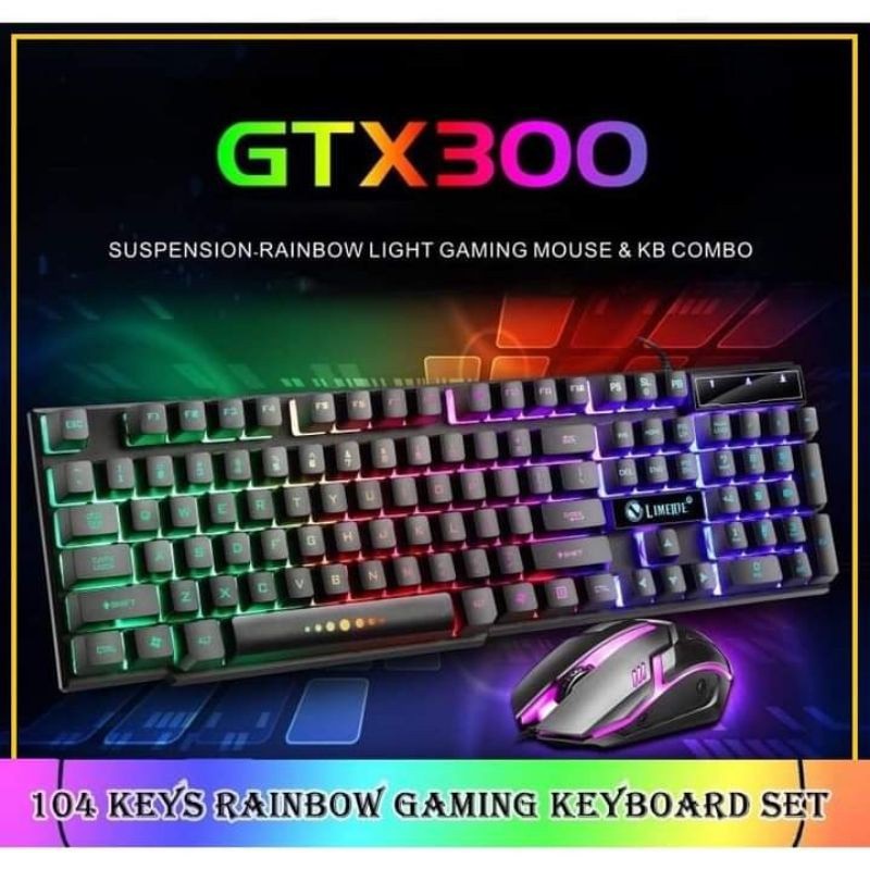 KIBOT BAYBOARD Limeide Combo Gaming Keyboard RGB with Mouse - GTX300 MURAH SATU PAKET GRATIS MOUSPAD