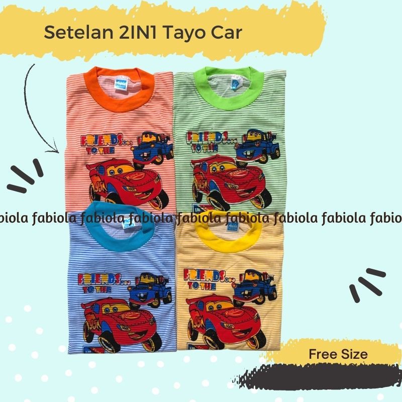 Baju Anak  Perempuan Setelan Lengan Panjang Motif Kartun Tayo  Lucu. FABIOLA.ID,