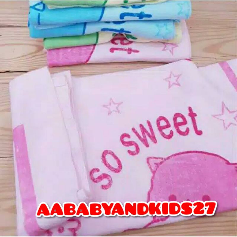 HANDUK MANDI BAYI SABLON IVORY-HANDUK BAYI IVORY UKURAN 60X110CM-HANDUK MANDI BAYI MURAH MERIAH