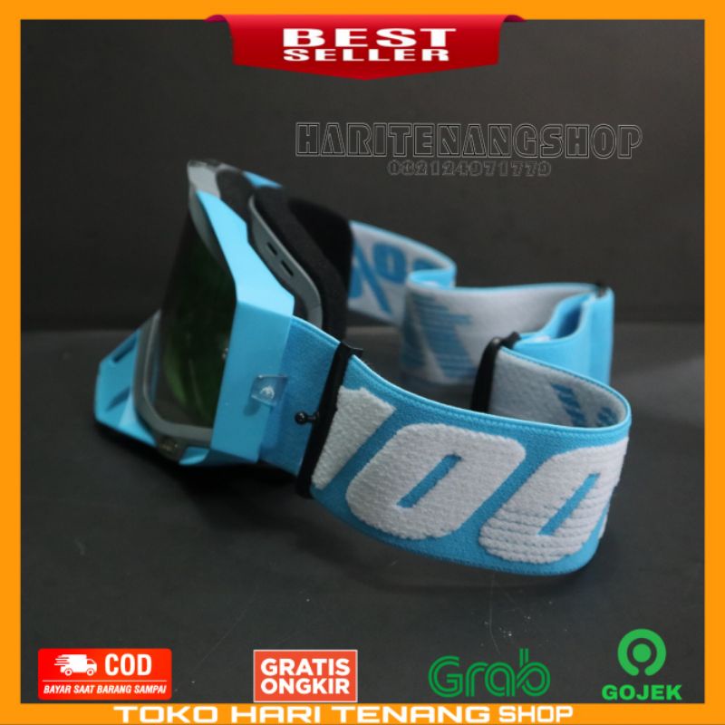 KACAMATA GOOGLE 100% BIRU TOSCA/KACAMATA MOTOR CROSS/KACAMATA SUPERMOTO