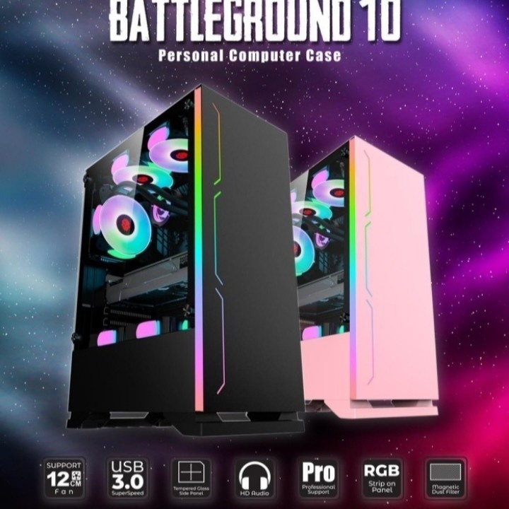 Simbadda Battleground 10 Gaming Cpu Case - Tempered Glass Chassis
