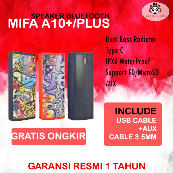 Mifa A10 PLUS Speaker A10+ Bluetooth Portable 20W IPX7 waterproof TWS - Hitam