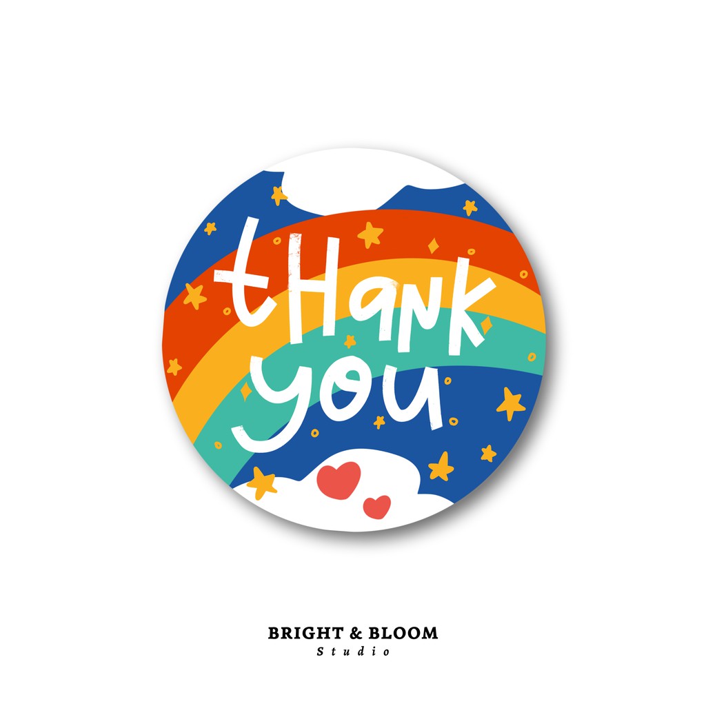 

(SOFTFILE) Printable Produk Digital Gambar stiker gambar Thank You tema Rainbow