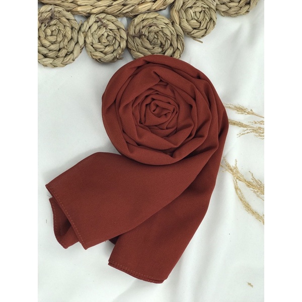 [ambishijab] Pashmina Jahit Tepi Ceruty Baby Doll Premium psmn3-Teracotta