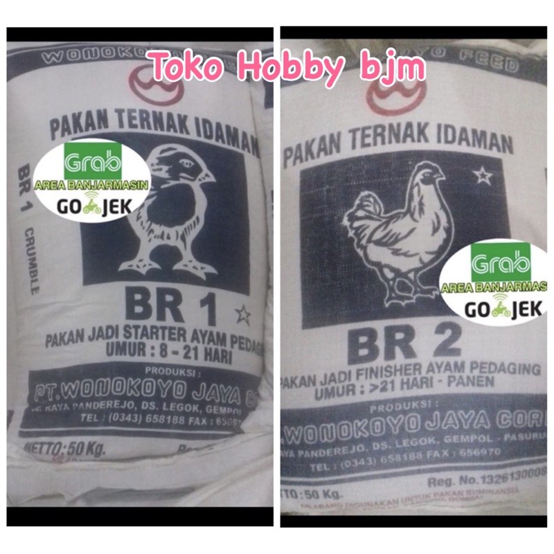 Pakan ayam pedaging BR-1 C BR-2 p 50 kg makanan ayam ternak BR 1 BR 2 wonokoyo br1 br2