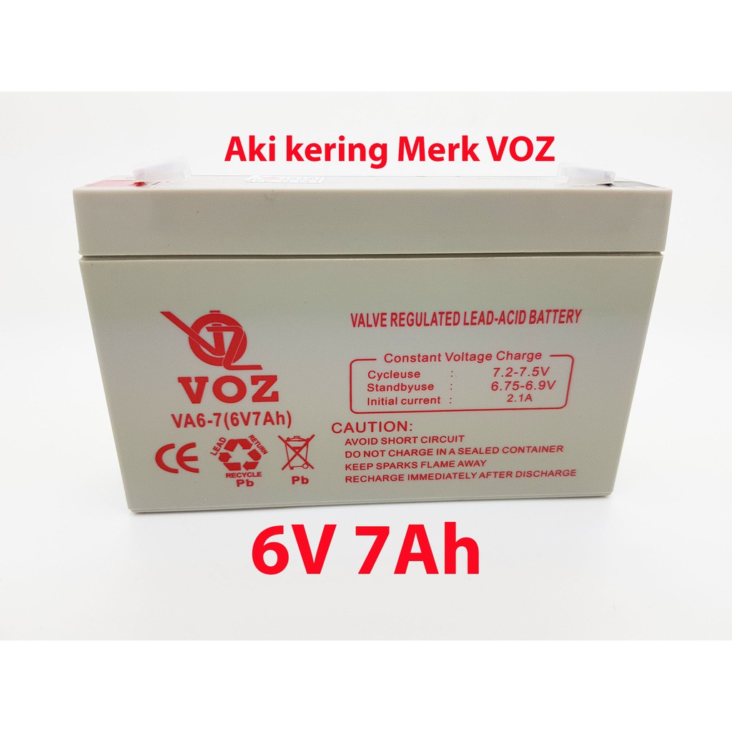 Aki kering VOZ 6V 7Ah mobil dan motor mainan - baterai / battery / accu