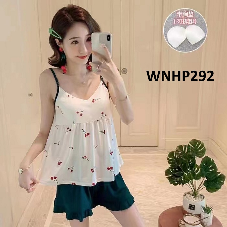 Baju Tidur Wanita Tanktop Strawberry Red White