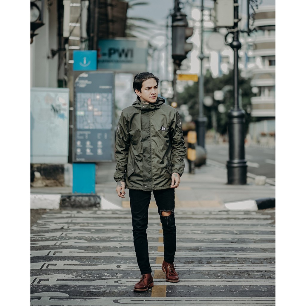 SALVIOHEXIA Jaket Casual Jaket Parasut Pria Hijau Army