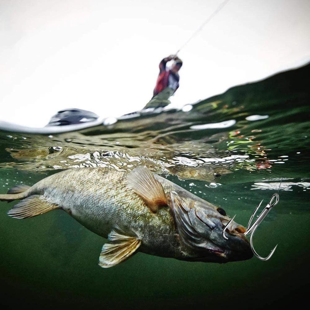 Lanfy Treble Memancing Kait Danau Sungai Memancing Aksesoris Perak Baja Karbon Tinggi Kotak Penyimpanan Fishhooks