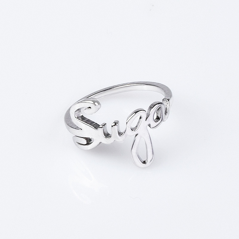 Cincin Desain Alfabet BTS JIN JIMIN JUNG KOOK Bahan Alloy Gaya Hip Hop Untuk Wanita