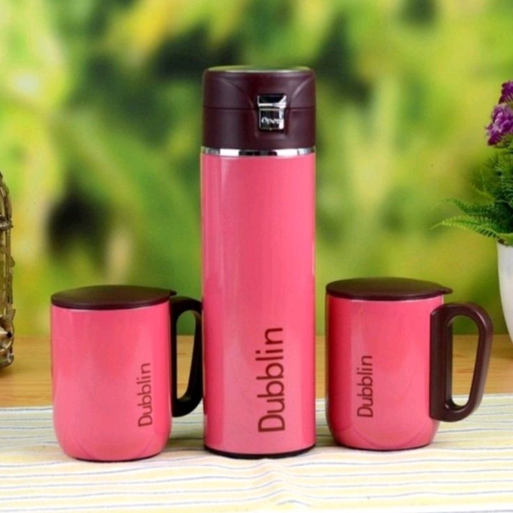 Termos Botol With Mug Dubblin 3In1/ Mug Tumbler Dubblin Regent Gift Set Isi 3 Pcs