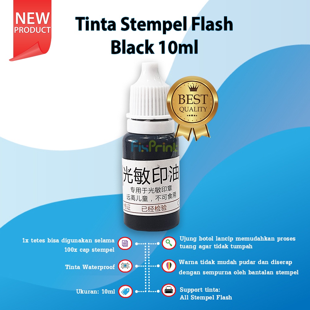 Tinta Stempel Flash 10ml Refill Cap Stamp Ink Waterproof 10 ml