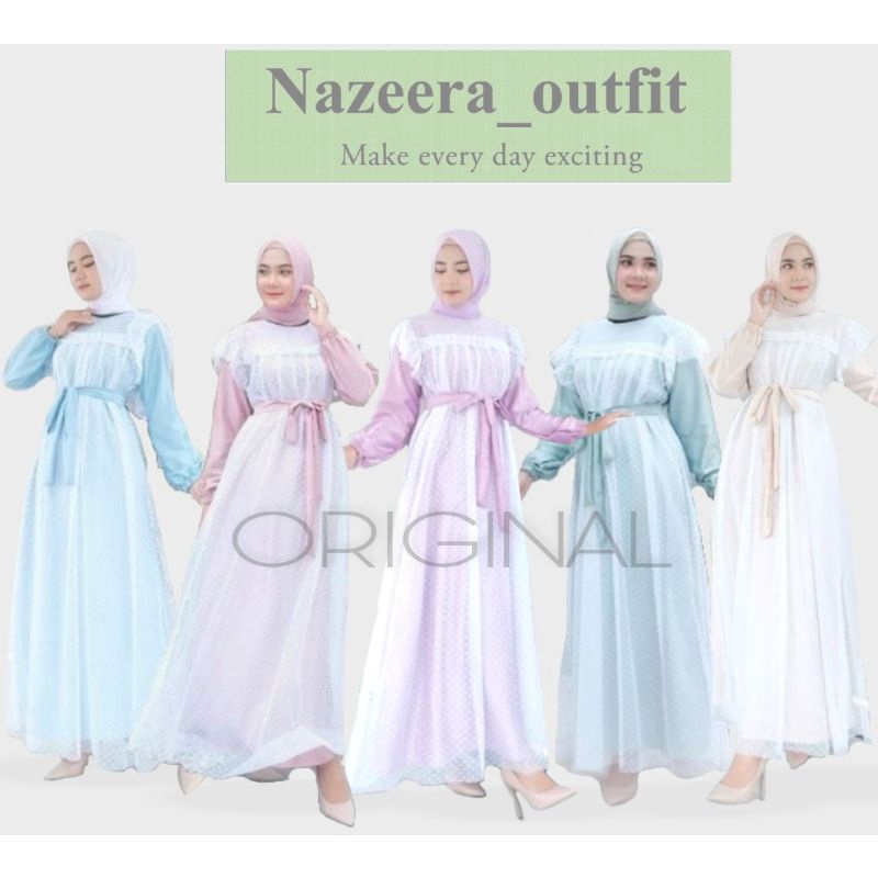 Jasmine Dress Maxi S M L XL XXL XXXL Dress Pesta Wanita Dewasa Tile Dot Modern Gamis Kondangan Perem