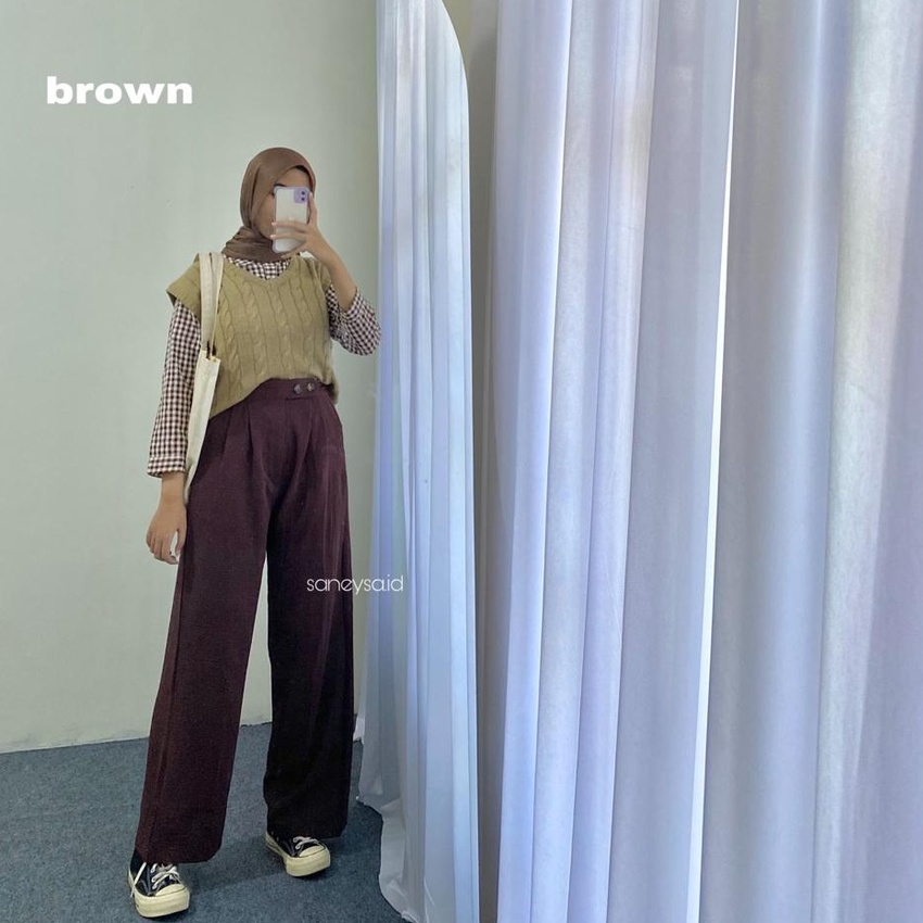 Loose Pants Crinkle Highwaist Wanita - Celana Kulot Wanita - Celana Kantor Formal - Celana Korean Trousers -Celana Anti Kusut - Celana Kerja Wanita