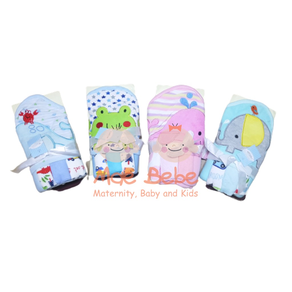 Catell Love Hooded Towel Plus Waslap Handuk Bayi plus Saputangan